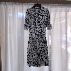 St. John Sport Polka Dot Belt Shirt Dress